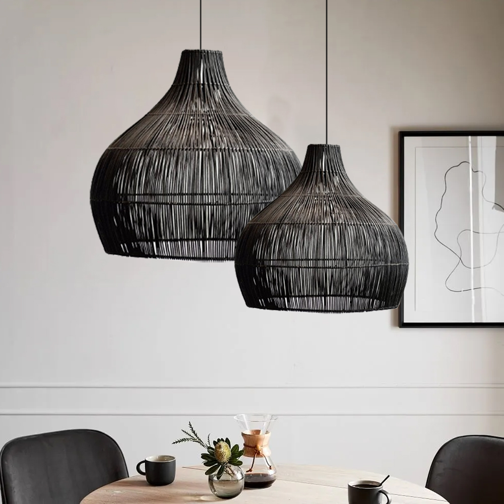 Japanese Style Retro Rattan Chandelier Creative Hotel Inn B&B Room Pendant Lamp-Handwovenlamp