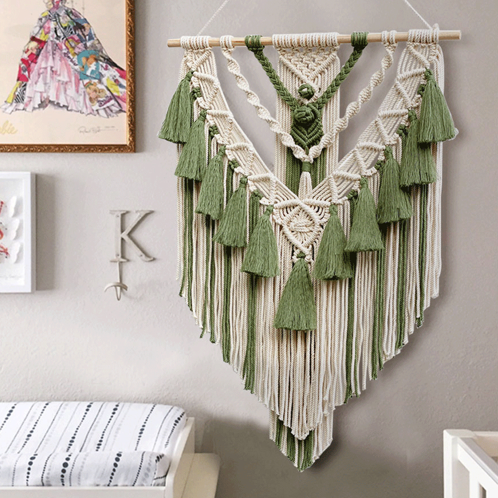 Hand-woven Tassel Tapestry Bohemian Home B&B Decoration Room Background Wall Hanging-Handwovenlamp