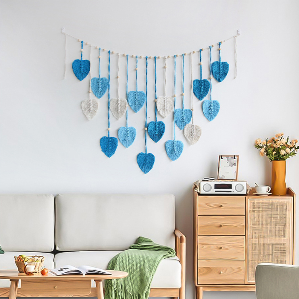 Bohemian Decorative Handwoven Leaf Tapestry Children's Room Background Tassel Wall Hanging-Handwovenlamp