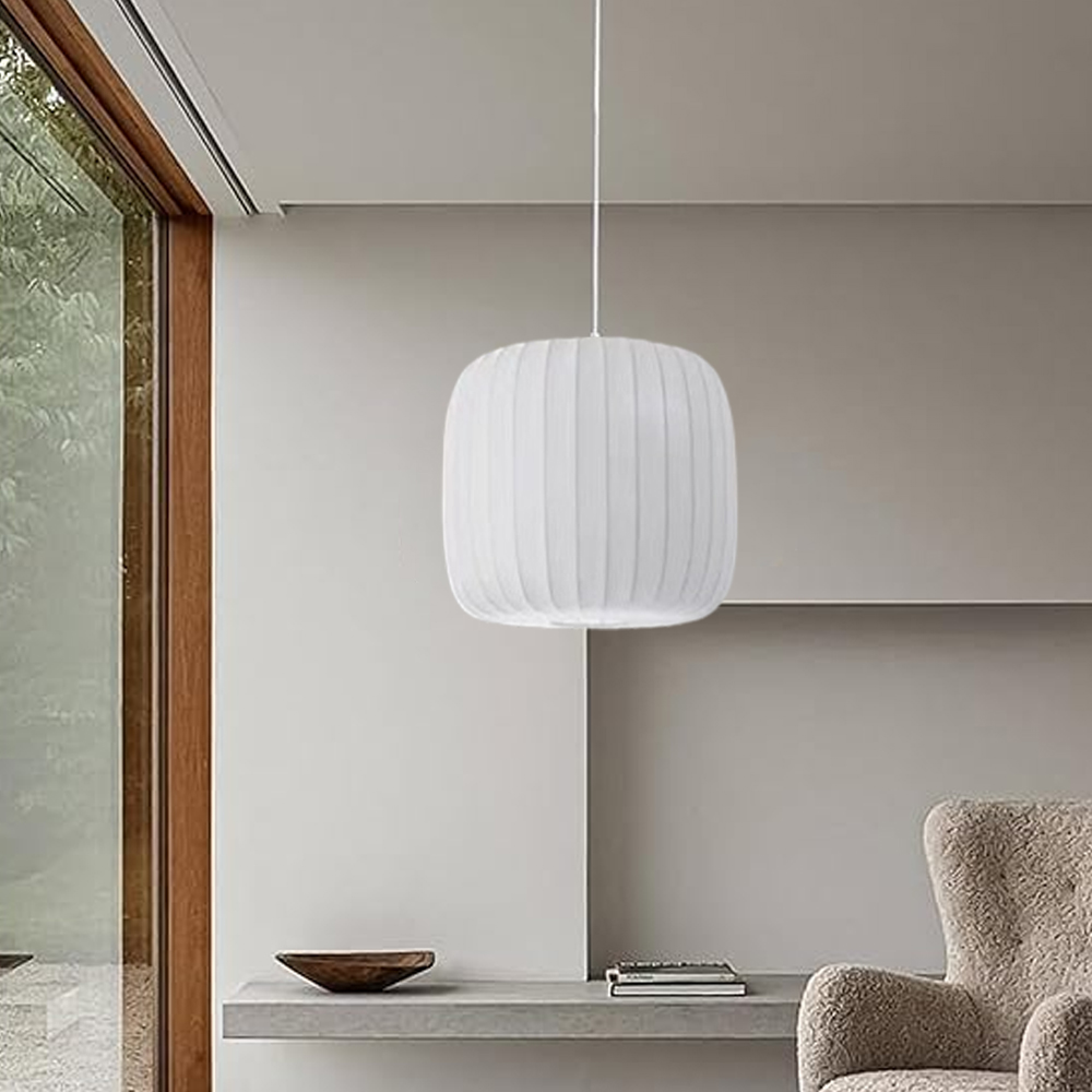 Wabi-Sabi Style Japanese Simple Imitation Silk Pendant Lights Living Room Combination Lamps-Handwovenlamp