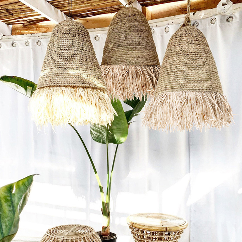 Wabi-Sabi Vintage Raffia Chandelier-Handwovenlamp