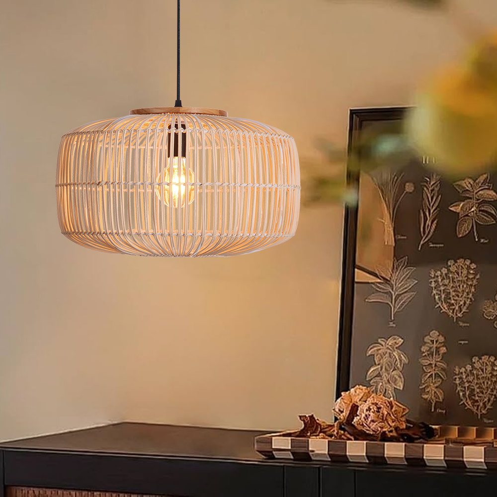 Wabi-sabi Style Retro Rattan Chandelier Japanese B&B Restaurant Hand-woven Pendant Lights-Handwovenlamp