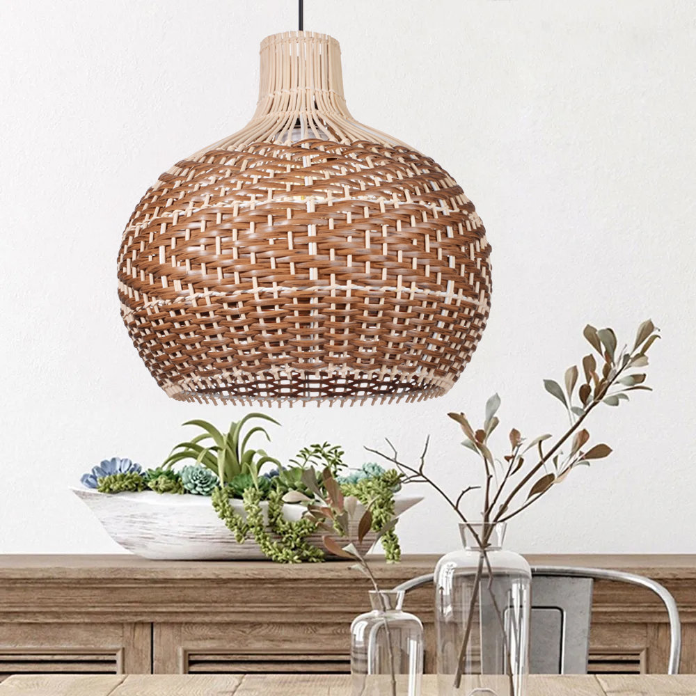 Beautiful Rattan Pendant Light over the Kitchen Counter-Handwovenlamp