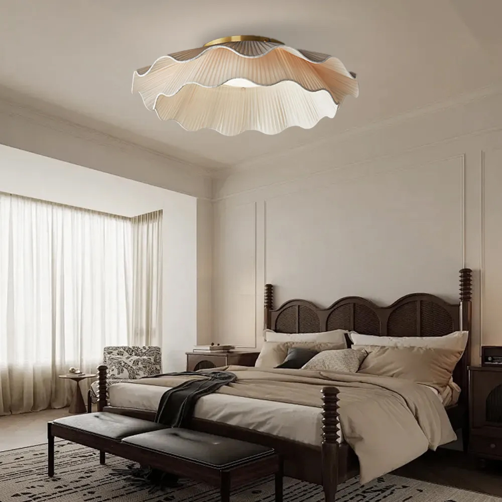 French Simple Fabric Pendant Light For Bedroom Dining Room-Handwovenlamp