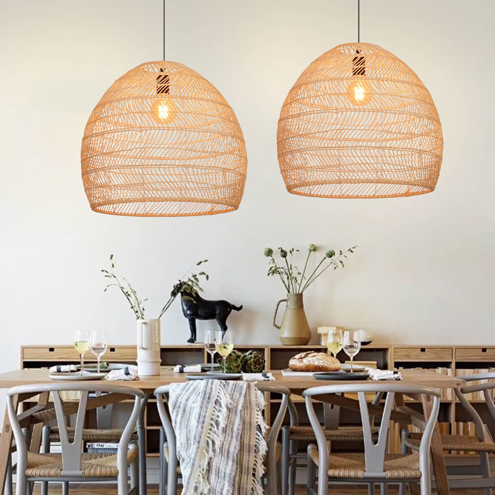 Restaurant Decorative Lighting Fixtures Rattan Pendant Lights