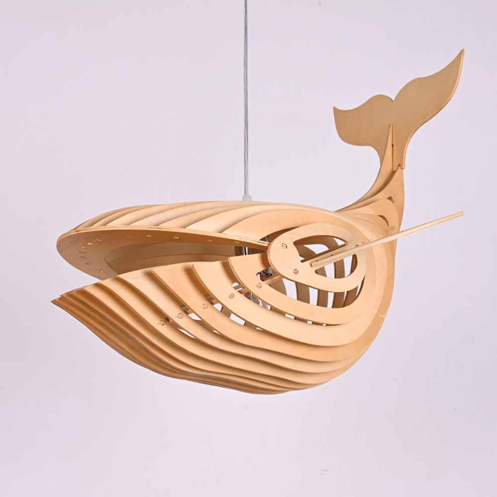 Laser Cut File Whale lamp wood pendant light fixture DIY shark lampshade hanging shadow lamp-Handwovenlamp