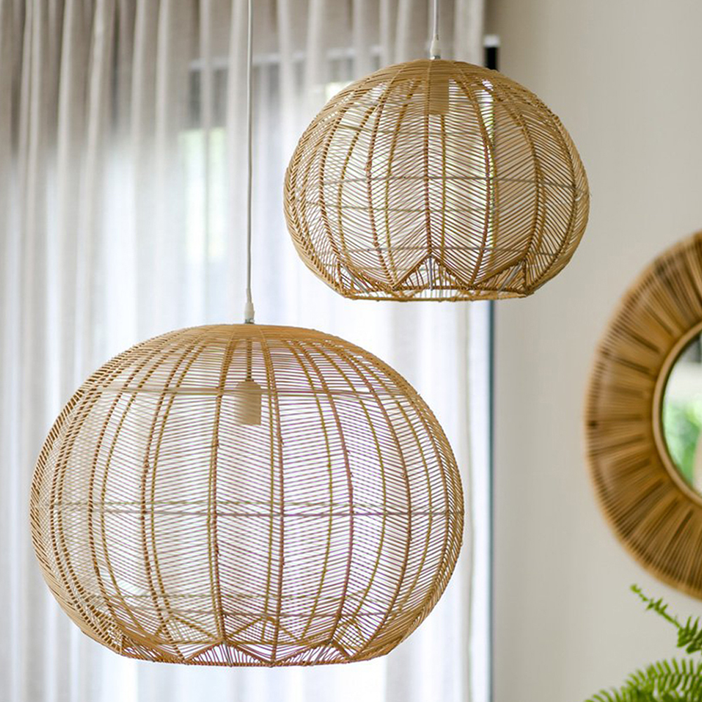 Japanese Bamboo Rattan Pendant Light Wabi-sabi Hand Woven Lampshade-Handwovenlamp