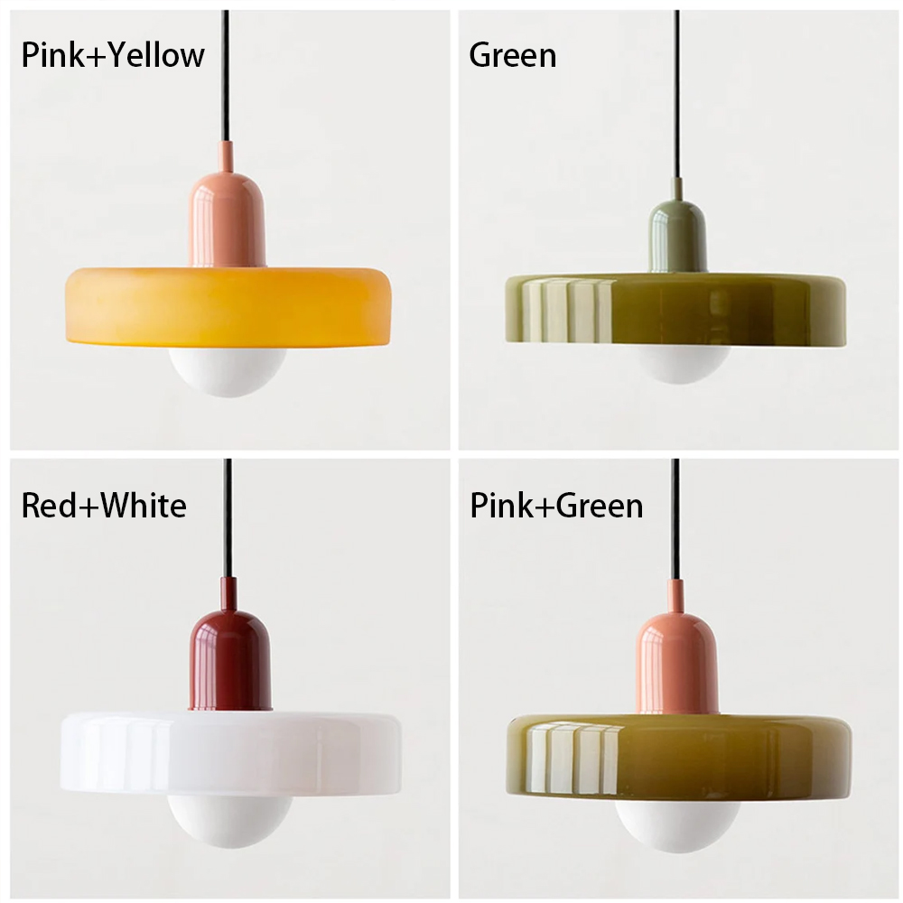 Nordic Vintage Green Medieval Lamp Danish Cream Wind Glass Pendant Light-Handwovenlamp