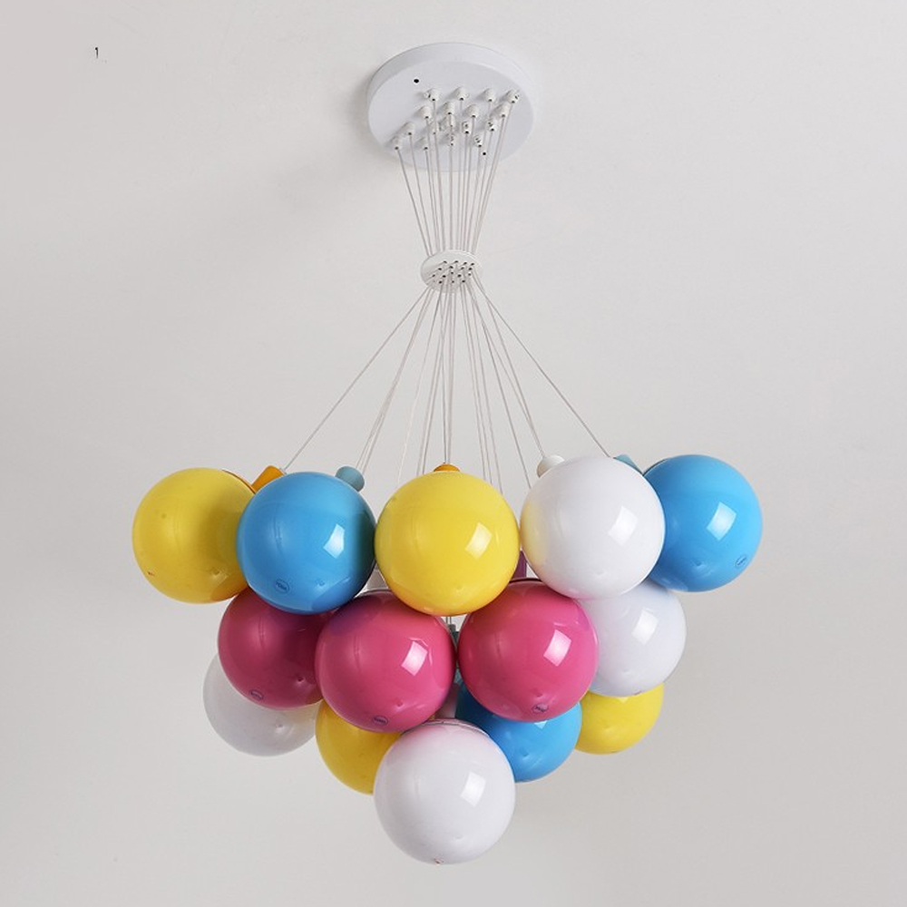 Nordic Children's Bedroom Colorful Bubble Ball Chandelier Nursery Pendant Lights-Handwovenlamp