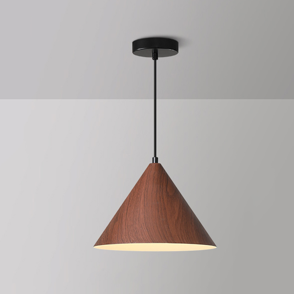 Dining Room Inverted Triangular Funnel Wooden Pendant Light-Handwovenlamp