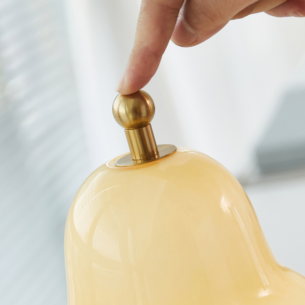 French Cream Pear Table Lamp Portable Rechargeable Touch Bedside Lamp-Handwovenlamp