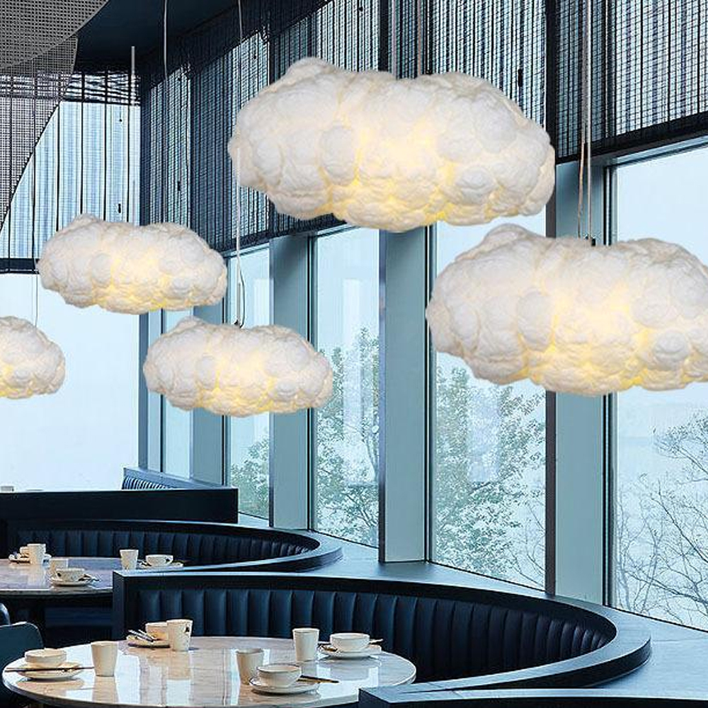 Nursery Creative Cloud Pendant Light Restaurant Dream Cloud Lamp Children's Room Hanging Lighting Fixture-Handwovenlamp