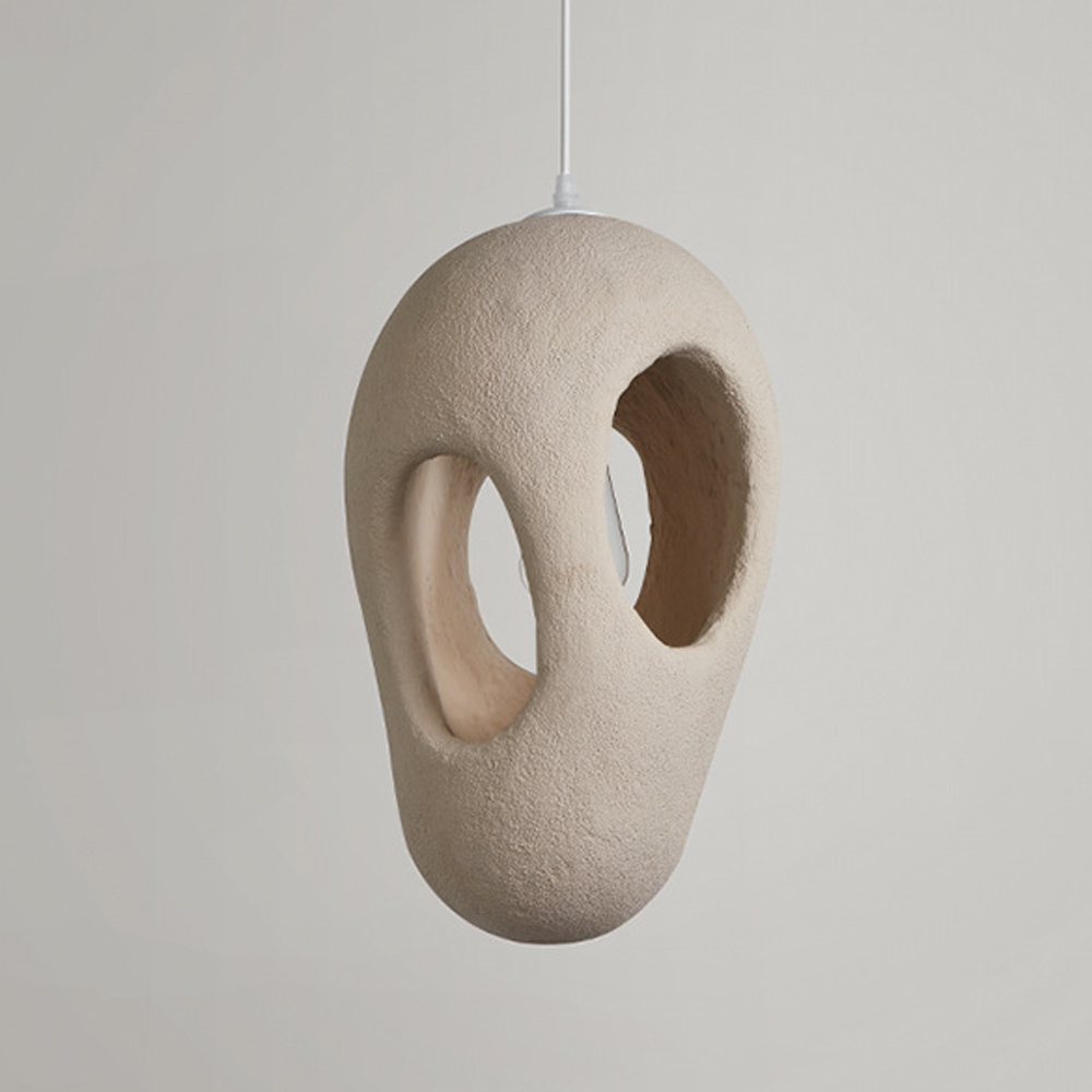 Japanese Retro Handmade Hanging Lamp High Density Polystyrene Wabi Sabi Pendant Light-Handwovenlamp