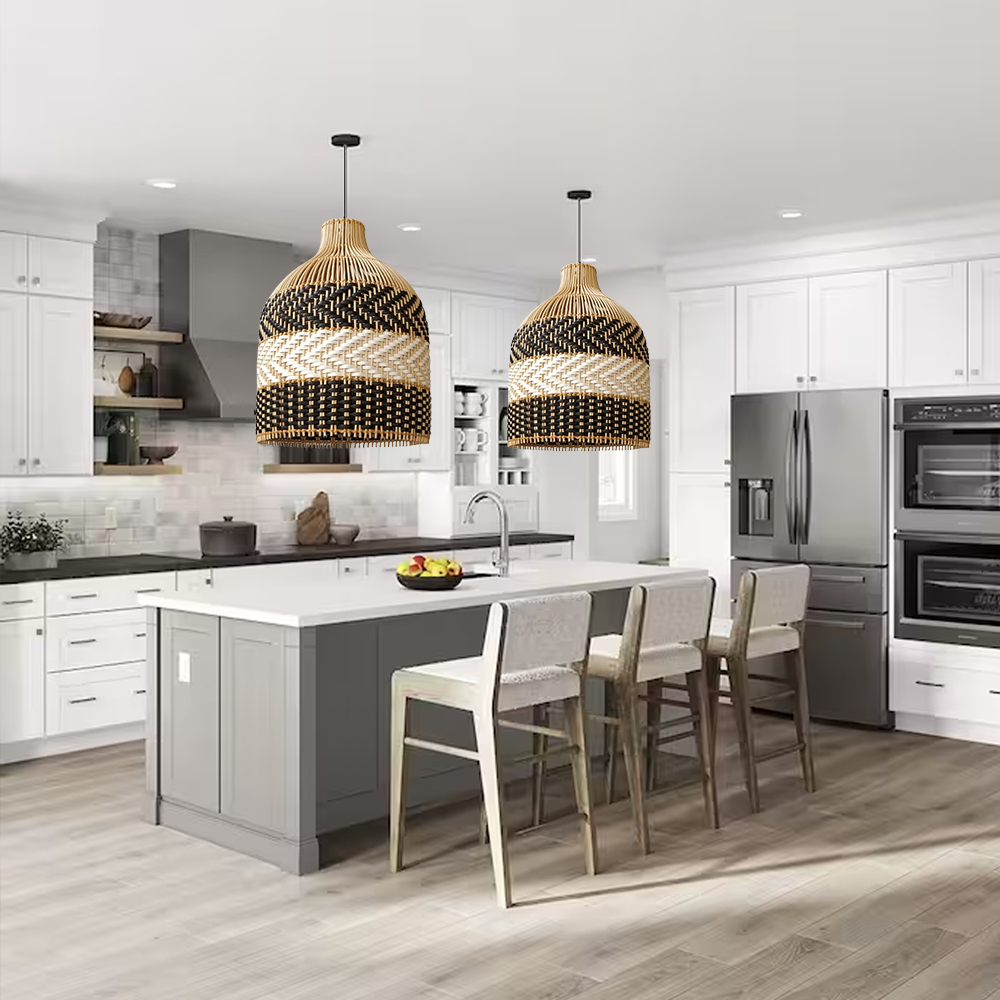 Contemporist Woven Rattan Pendant Light Kitchen Island Ceiling Lighting Chandelier-Handwovenlamp