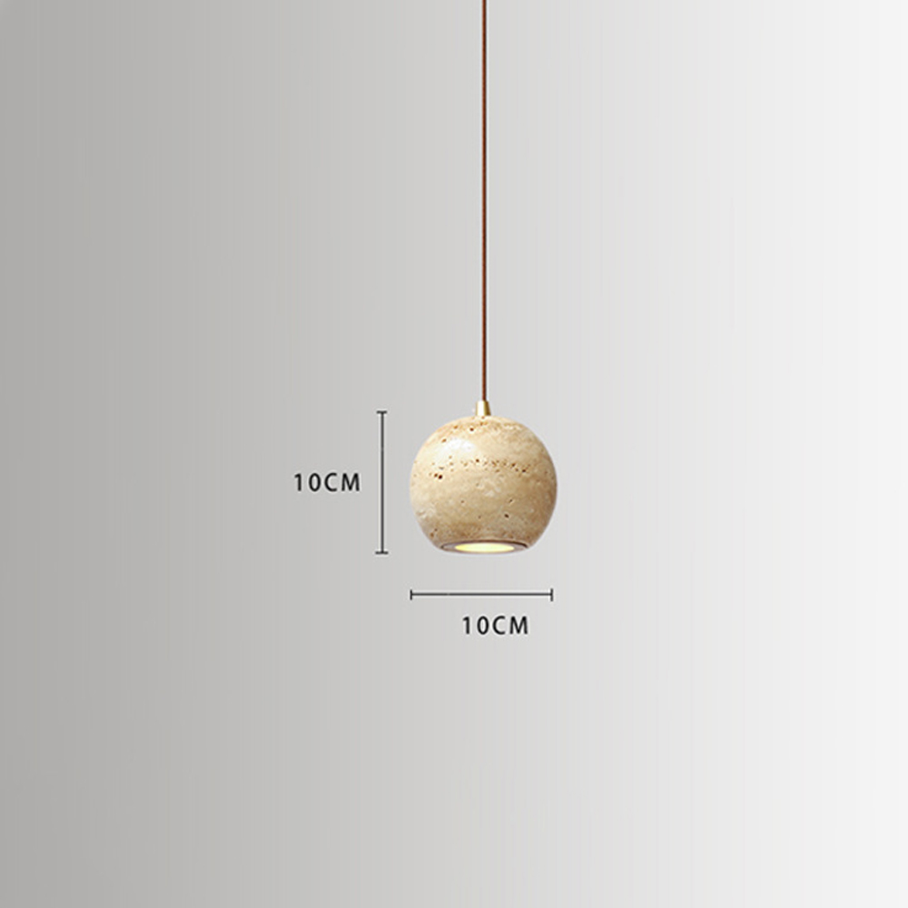 Wabi-Sabi Creative Homestay Travertine Stone Pendant Light Fixture-Handwovenlamp