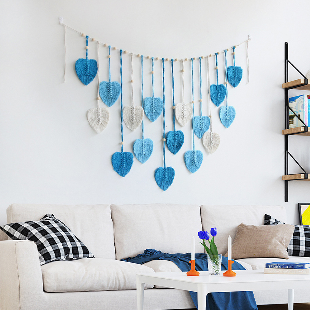 Bohemian Decorative Handwoven Leaf Tapestry Children's Room Background Tassel Wall Hanging-Handwovenlamp