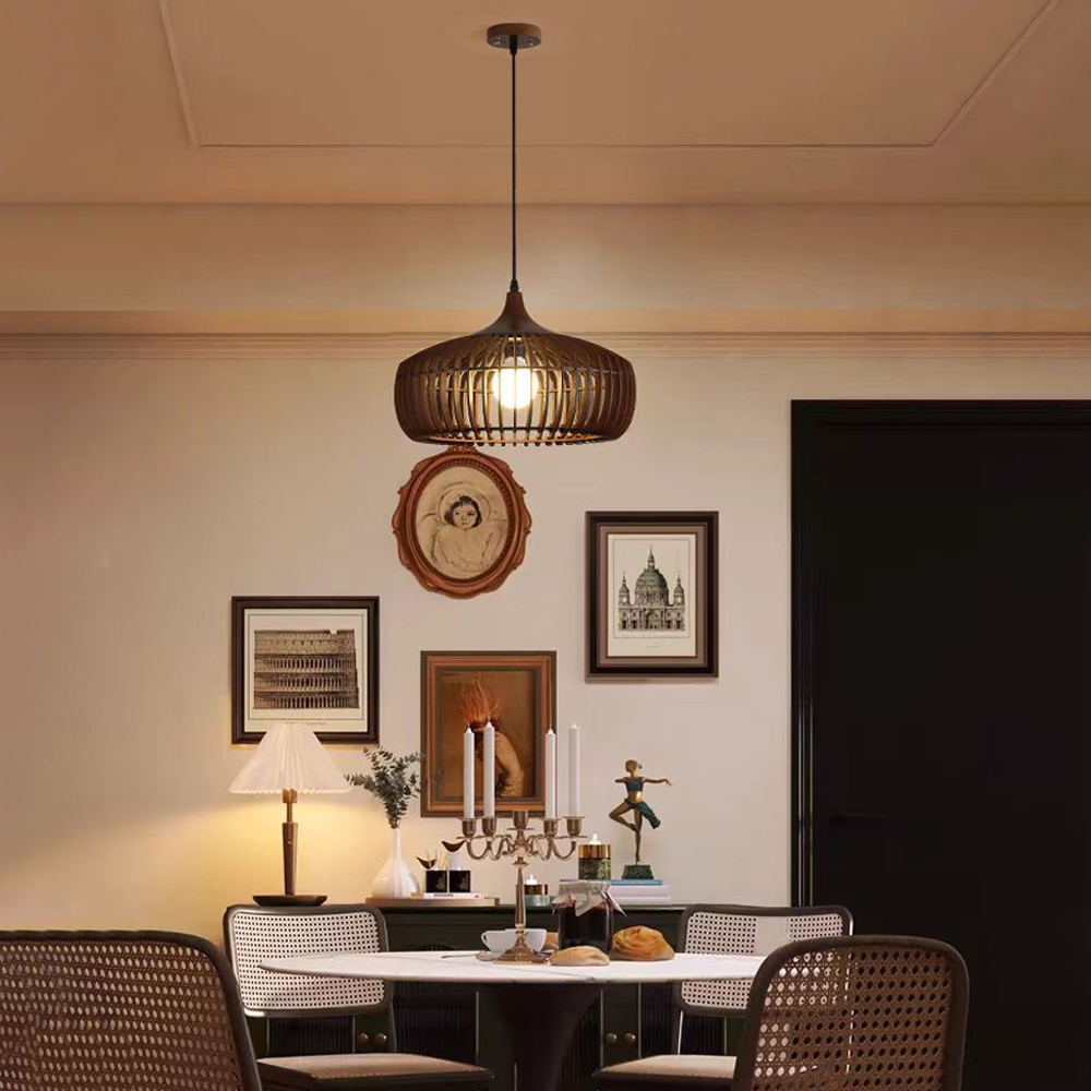 Japanese Retro Bar Table Wooden Pendant Lights Restaurant Lamp Medieval Lamp Fixture-Handwovenlamp