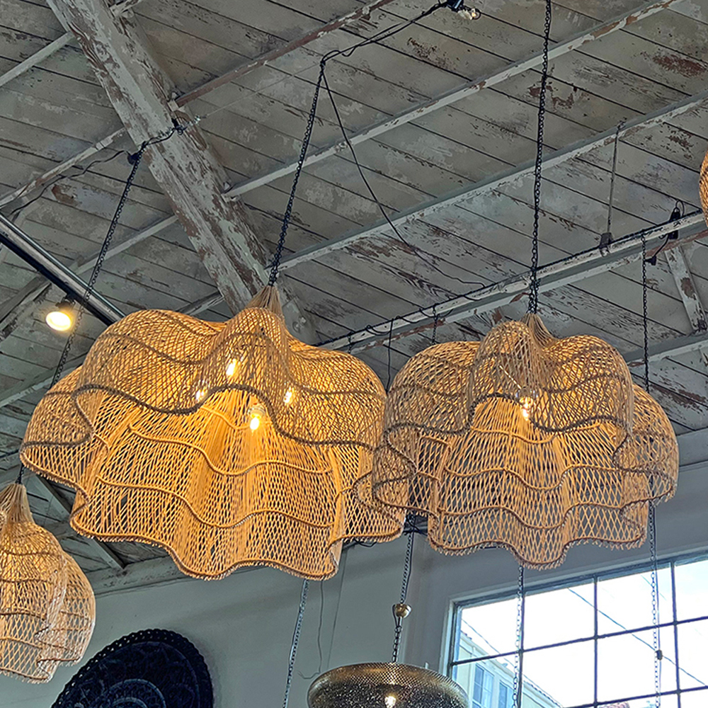 Justina Rattan Pendant Light Wabi Sabi Wicker Chandelier-Handwovenlamp