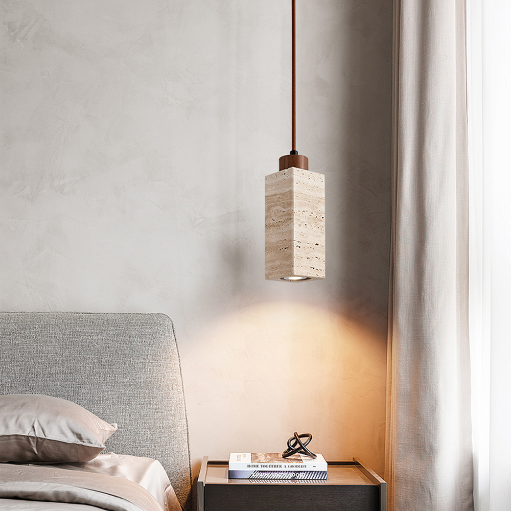 Wabi-sabi Travertine Chandelier Island Table Retro Window Spotlight-Handwovenlamp