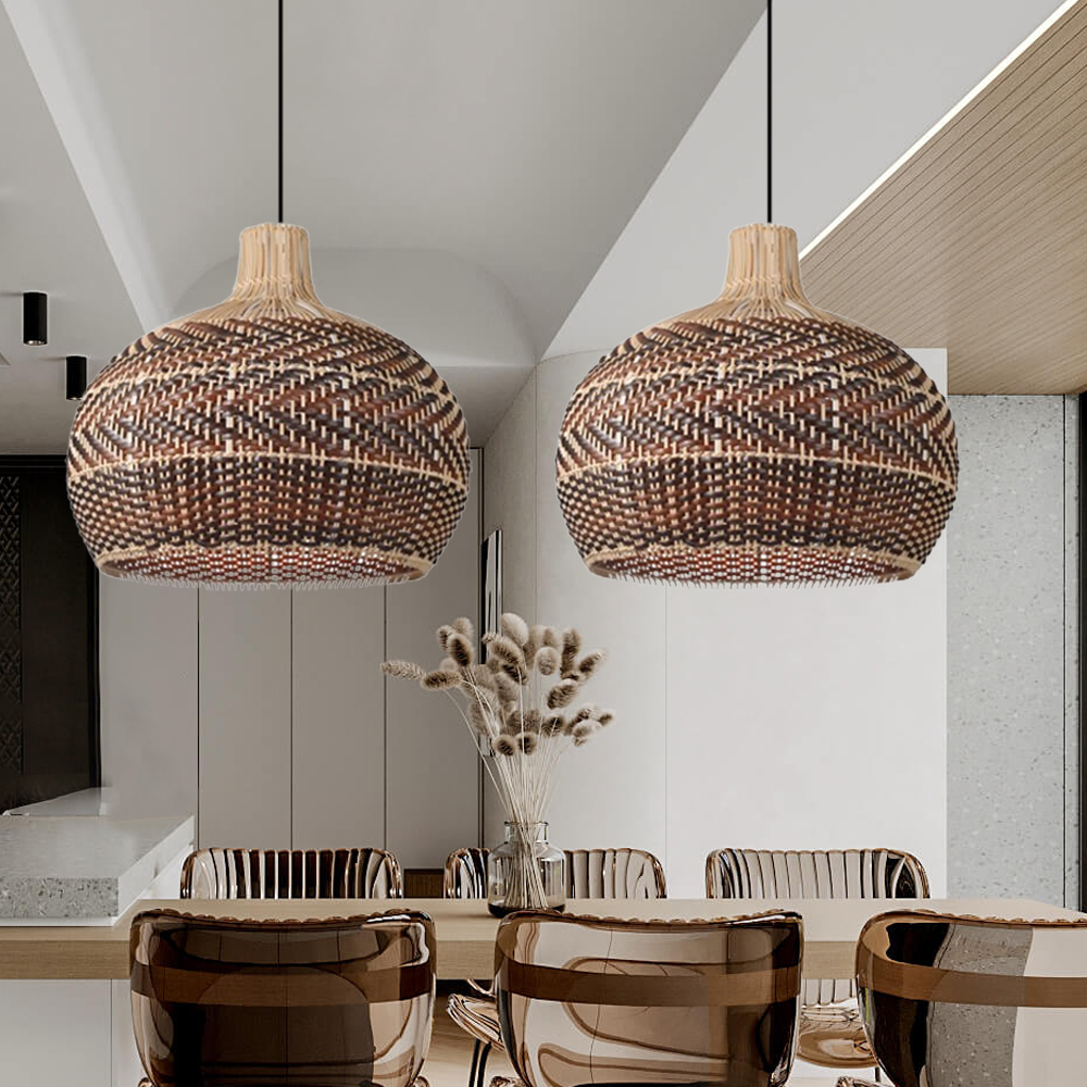 Dramatic Kitchen Islands Rattan Pendant Light Handmade Chandelier-Handwovenlamp