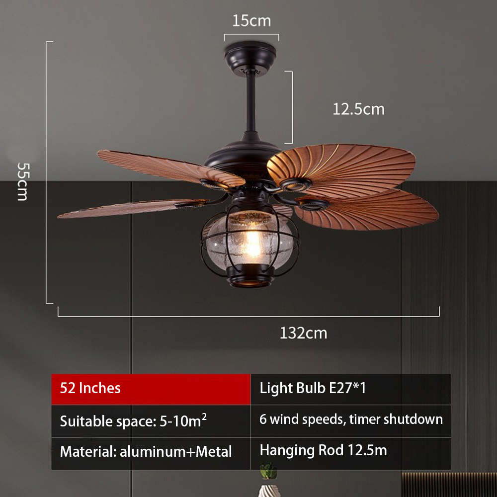 Outdoor Gazebo Ceiling Fan Lamp Retro Balcony Garden Fan Chandelier-Handwovenlamp