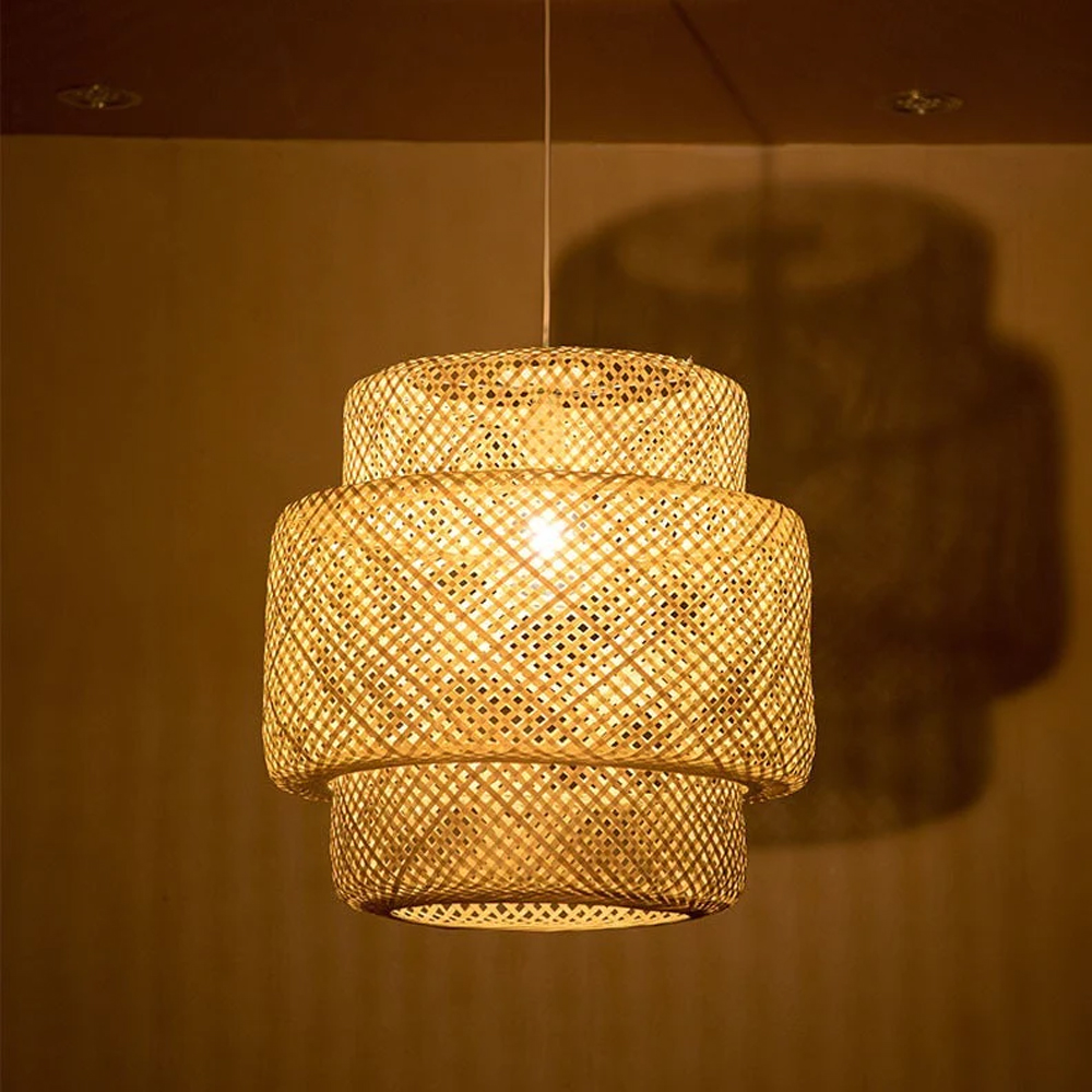 Dining Room Decorative Lamp Boho Style Bamboo Wicker Pendant Lights-Handwovenlamp