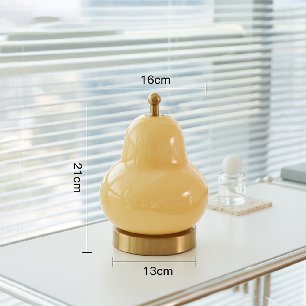 French Cream Pear Table Lamp Portable Rechargeable Touch Bedside Lamp-Handwovenlamp