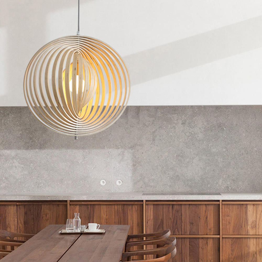 Danish Designer Rotating Wood Chandelier Nordic Dining Room Balcony Pendant Lamp-Handwovenlamp