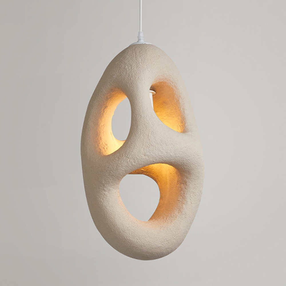 Japanese Retro Handmade Hanging Lamp High Density Polystyrene Wabi Sabi Pendant Light-Handwovenlamp