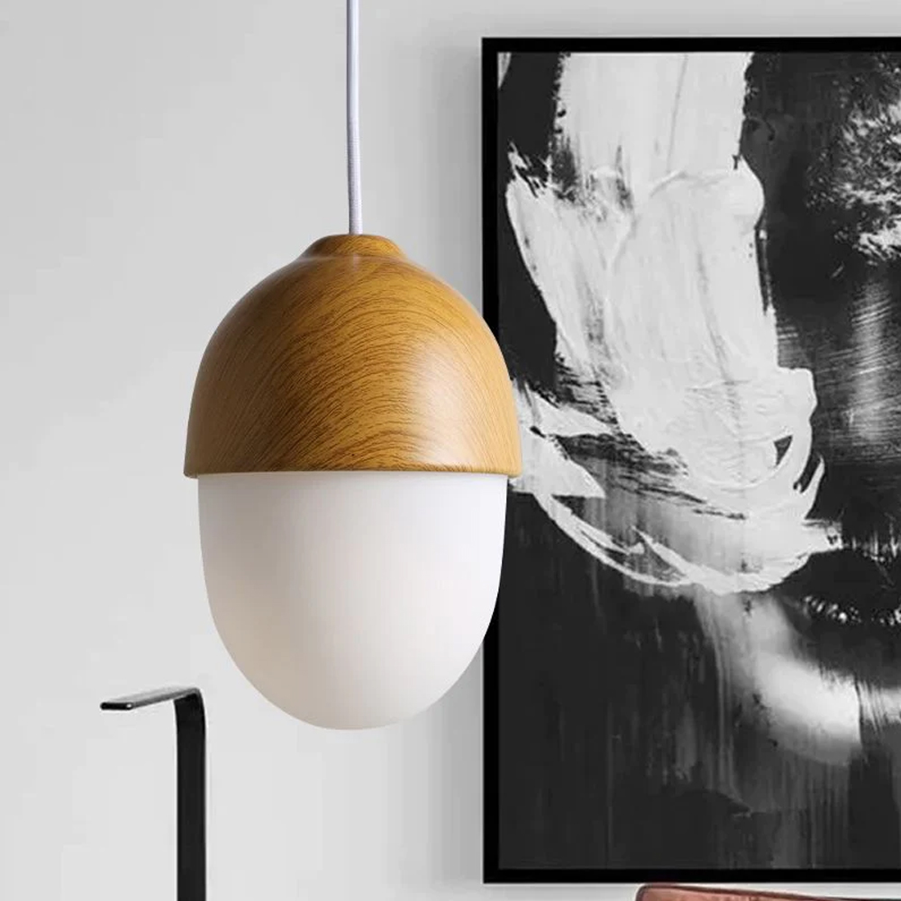 Wooden Shape Metal LED Hanging Lamp Nut Shaped Pendant Light-Handwovenlamp