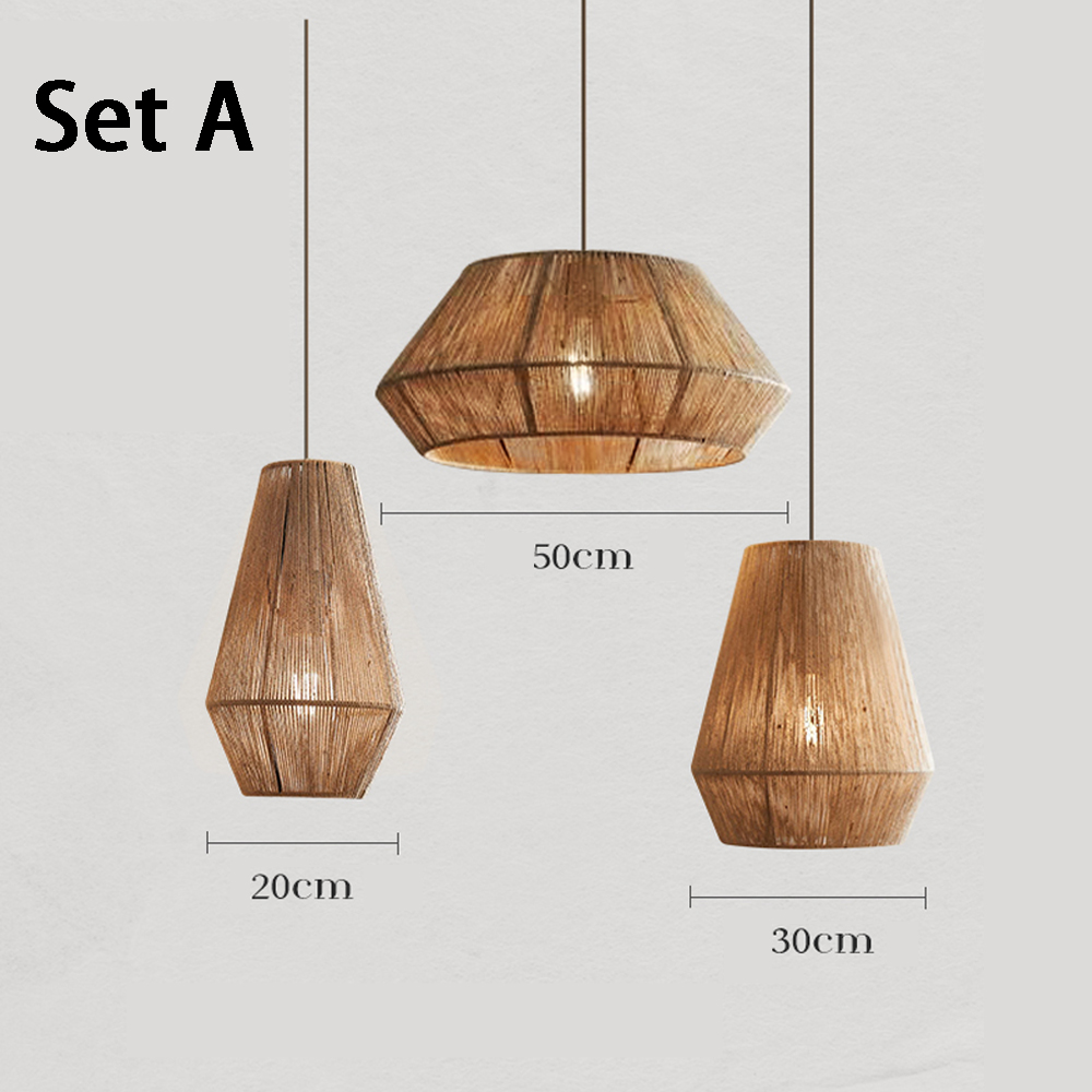 Wabi-sabi Dining Room Hemp Rope Pendant Light B&B Balcony Creative Lampshade-Handwovenlamp