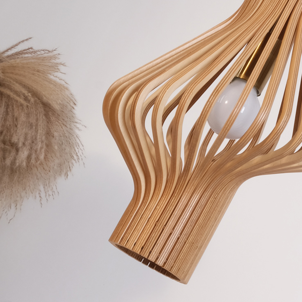Creative Curved Surface Wooden Pendant Light Designer Art Light B&B Bedside Lamp-Handwovenlamp