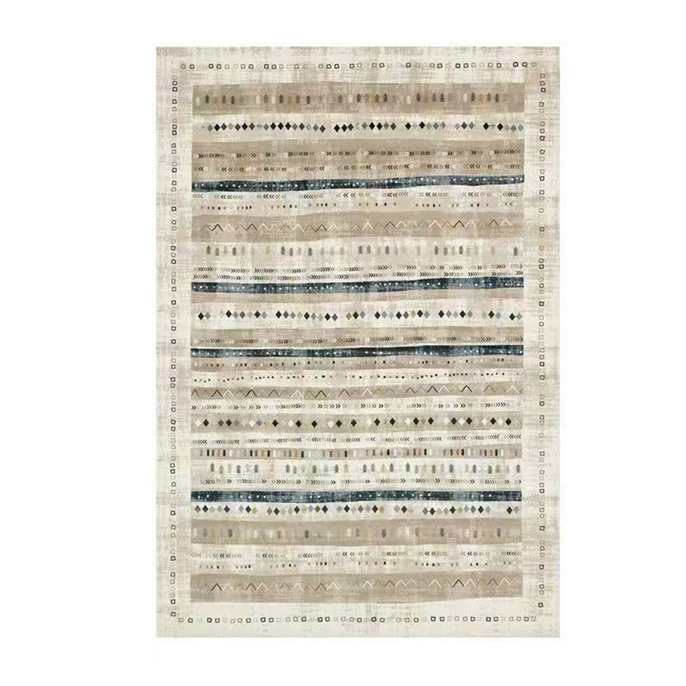 Thickened Imitation Cashmere Carpet Nordic Moroccan Living Room Blanket Ethnic Style American Retro Floor Mat-Handwovenlamp