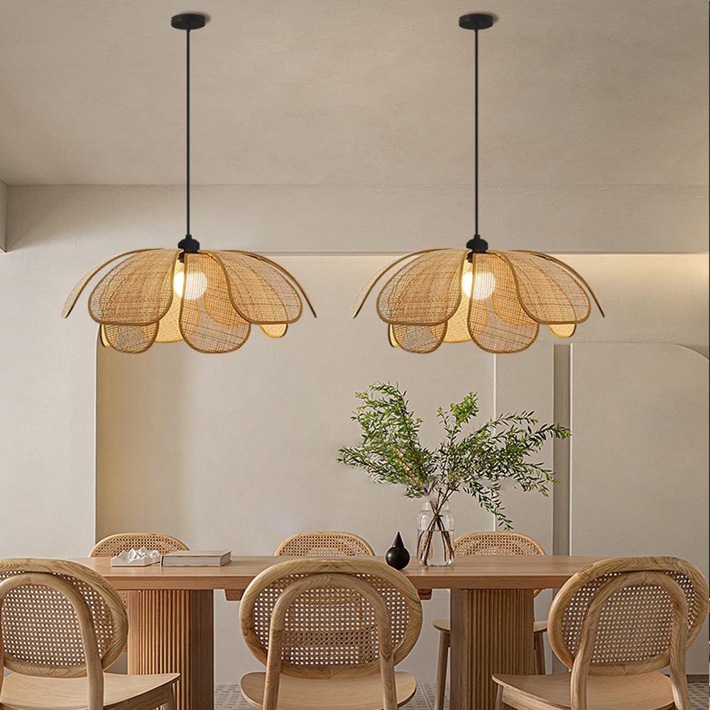 Japanese Petal Chandelier Wabi-sabi Style Dining Room Balcony Decorative Lamps-Handwovenlamp