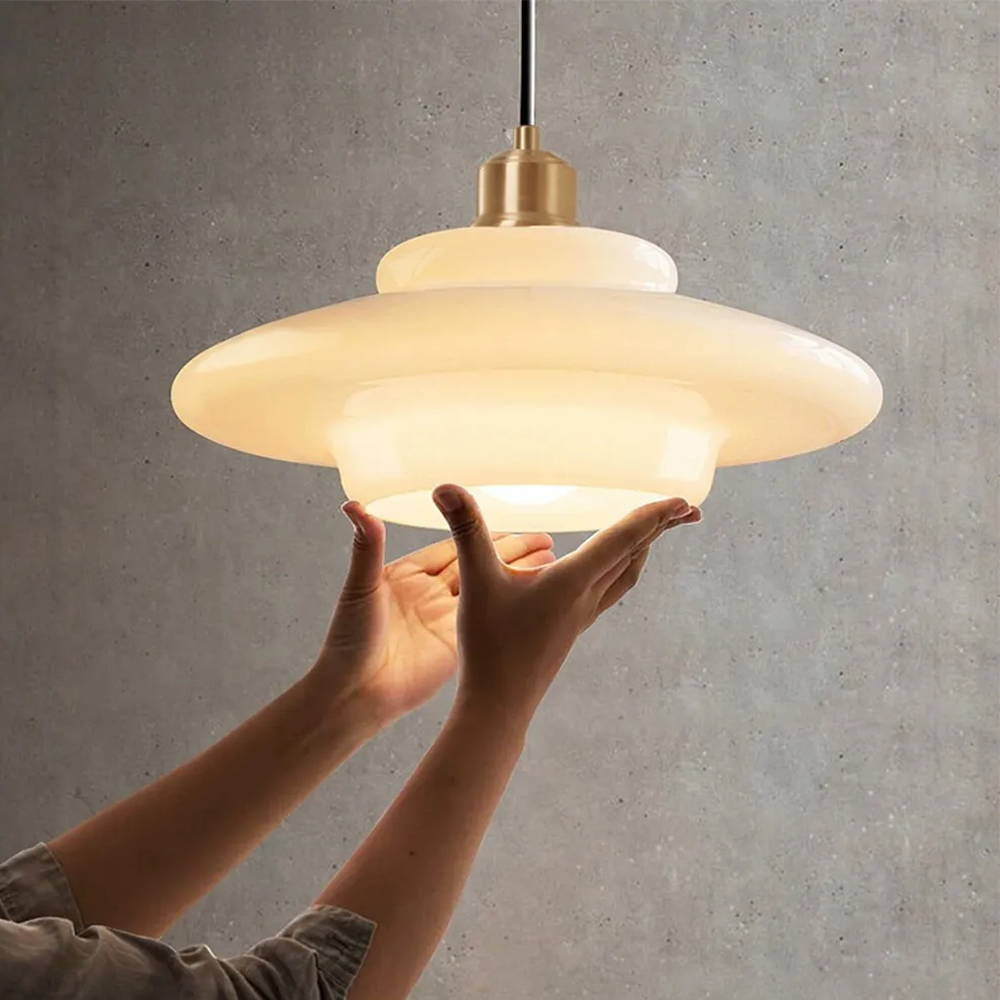 Bauhaus Milk White Glass Pendant Light Art Home Decor-Handwovenlamp