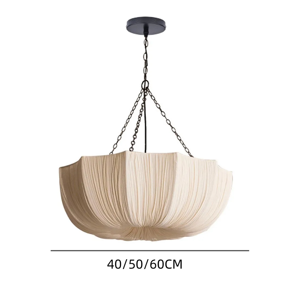 French Vintage Fabric Pendant Light Wabi-sabi Dining Room Decorative Lamps-Handwovenlamp