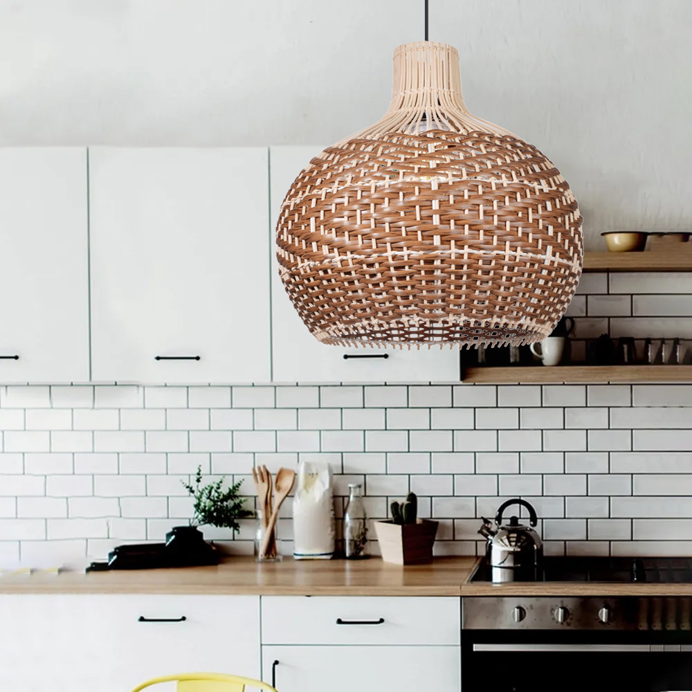 Beautiful Rattan Pendant Light over the Kitchen Counter-Handwovenlamp