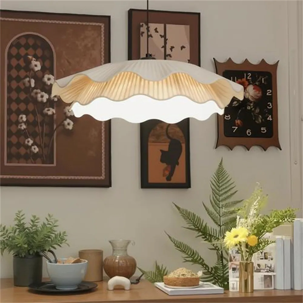 French Simple Fabric Pendant Light For Bedroom Dining Room-Handwovenlamp