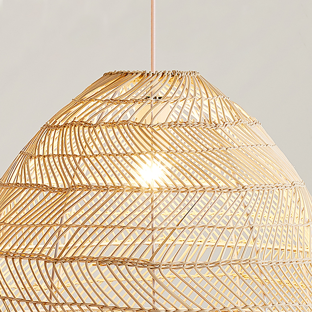 Boho Kitchen Island Lighting DIY Natural Rattan Chandelier Lamp Shades-Handwovenlamp