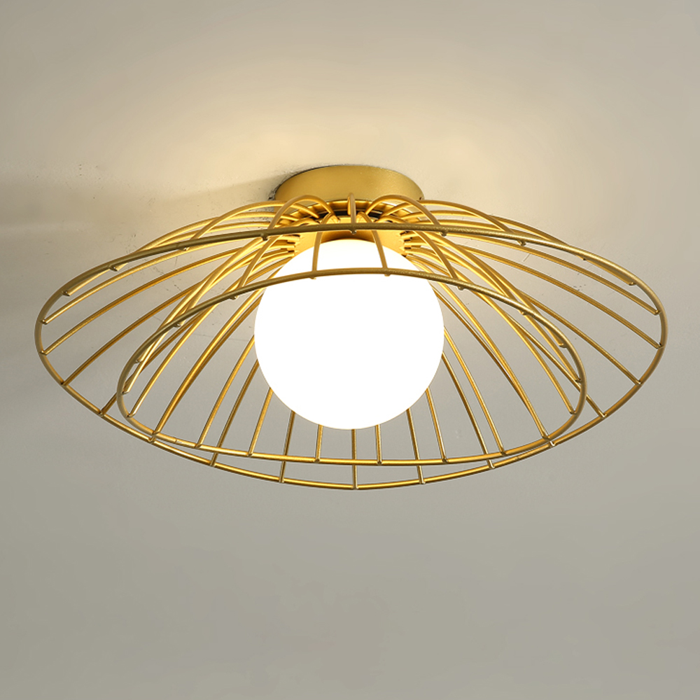 Nordic Balcony Metal Ceiling Lamp Luxury Corridor Flush Mount Light-Handwovenlamp