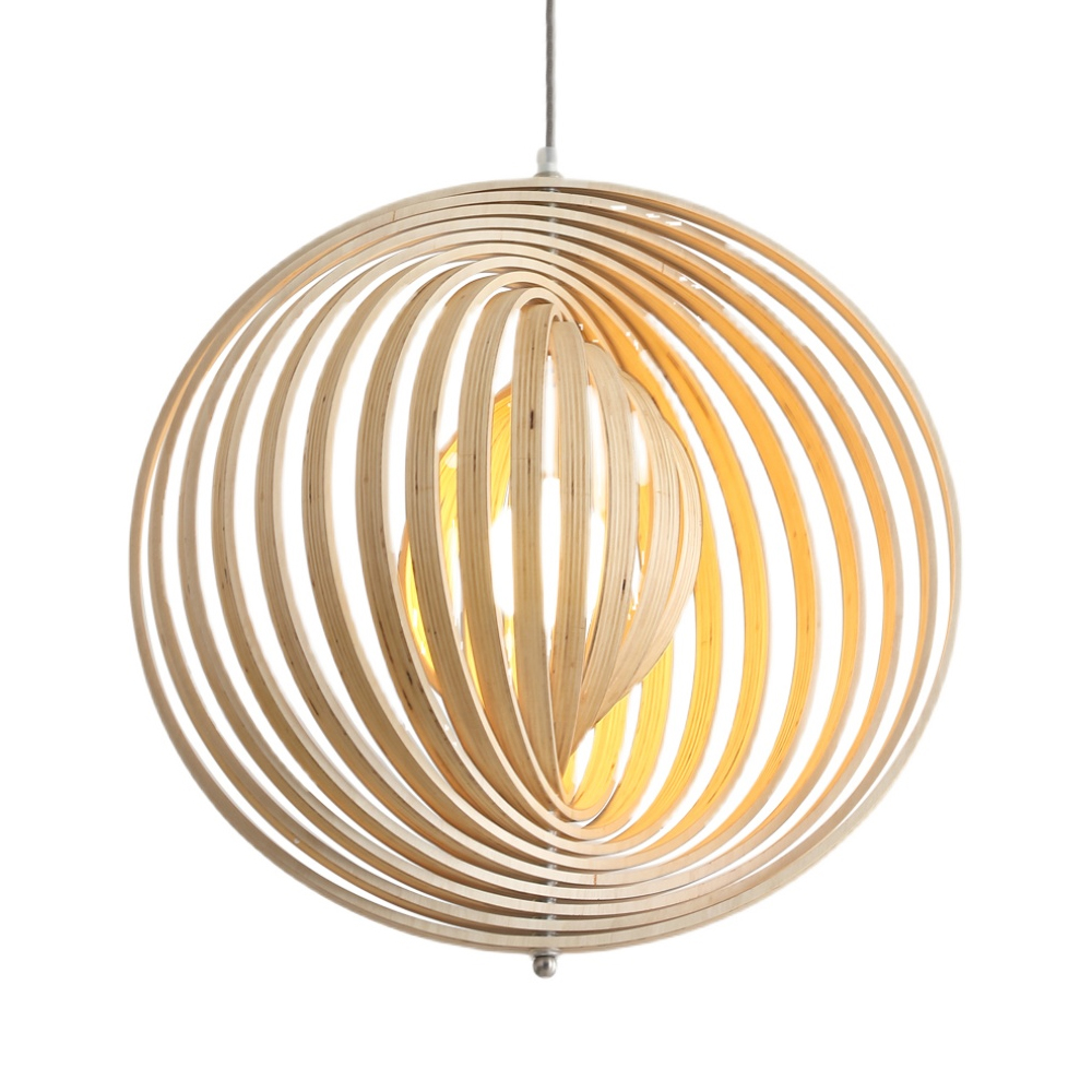 Danish Designer Rotating Wood Chandelier Nordic Dining Room Balcony Pendant Lamp-Handwovenlamp