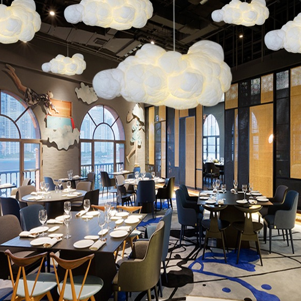 Nursery Creative Cloud Pendant Light Restaurant Dream Cloud Lamp Children's Room Hanging Lighting Fixture-Handwovenlamp