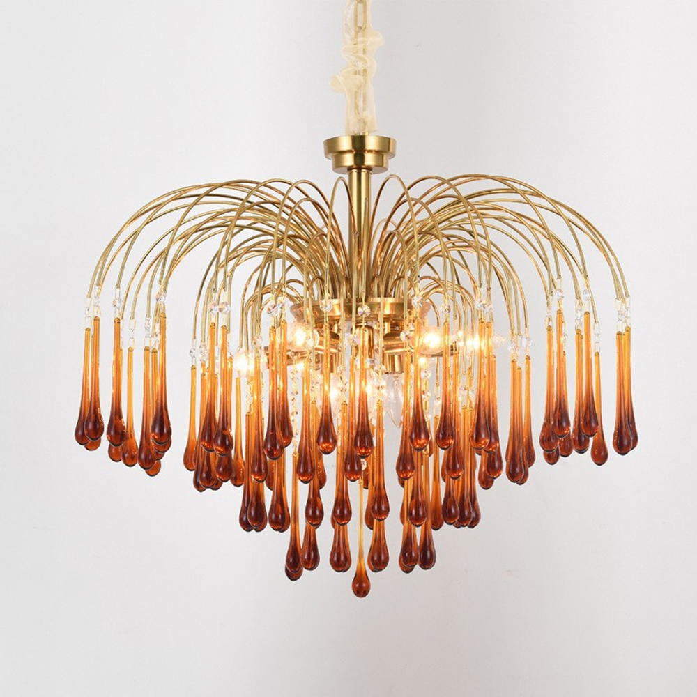 Classical Drop Glass Chandelier Italian Design Living Room Crystal Lighting-Handwovenlamp