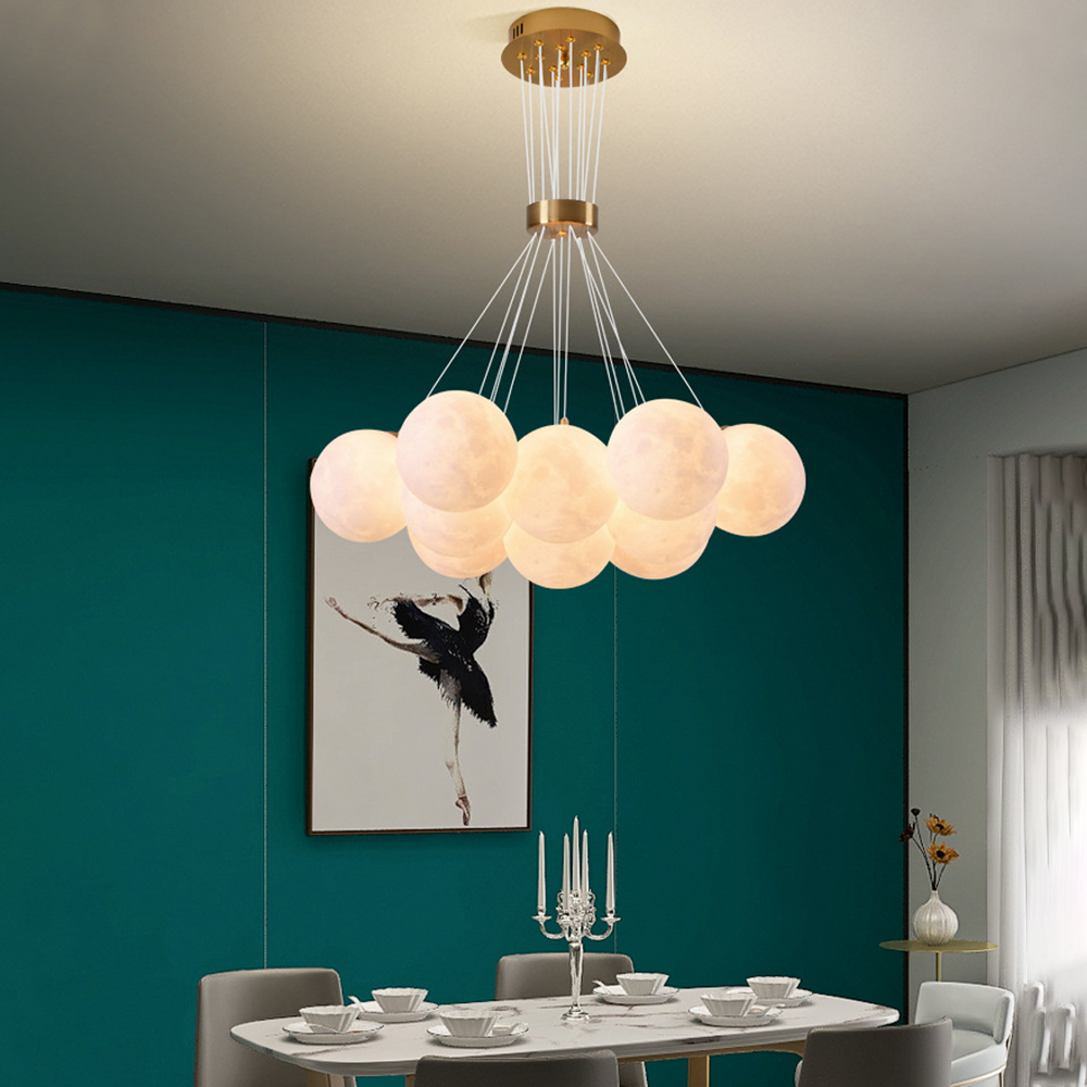 Nordic Children's Room Chandelier 3D Moon Bubble Ball Pendant Lamp-Handwovenlamp