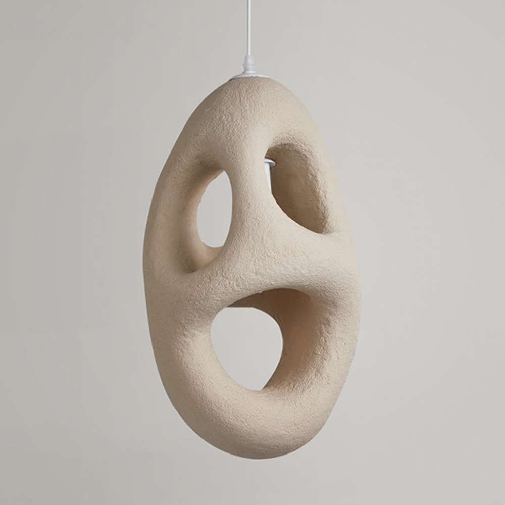 Japanese Retro Handmade Hanging Lamp High Density Polystyrene Wabi Sabi Pendant Light-Handwovenlamp