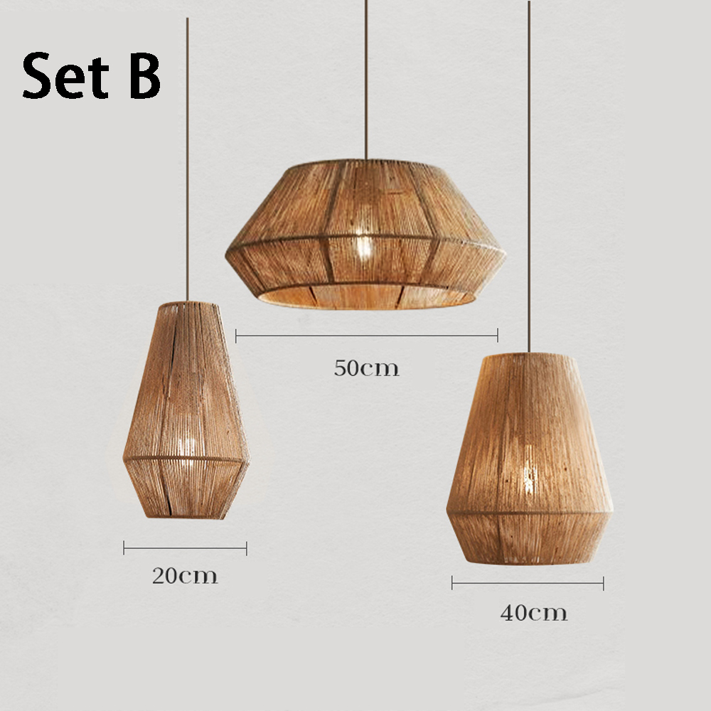 Wabi-sabi Dining Room Hemp Rope Pendant Light B&B Balcony Creative Lampshade-Handwovenlamp