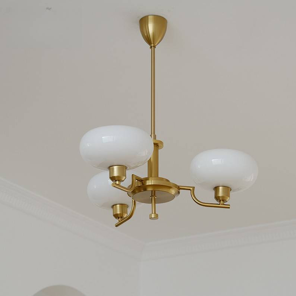 Bauhaus Living Room Milk White Glass Chandelier-Handwovenlamp