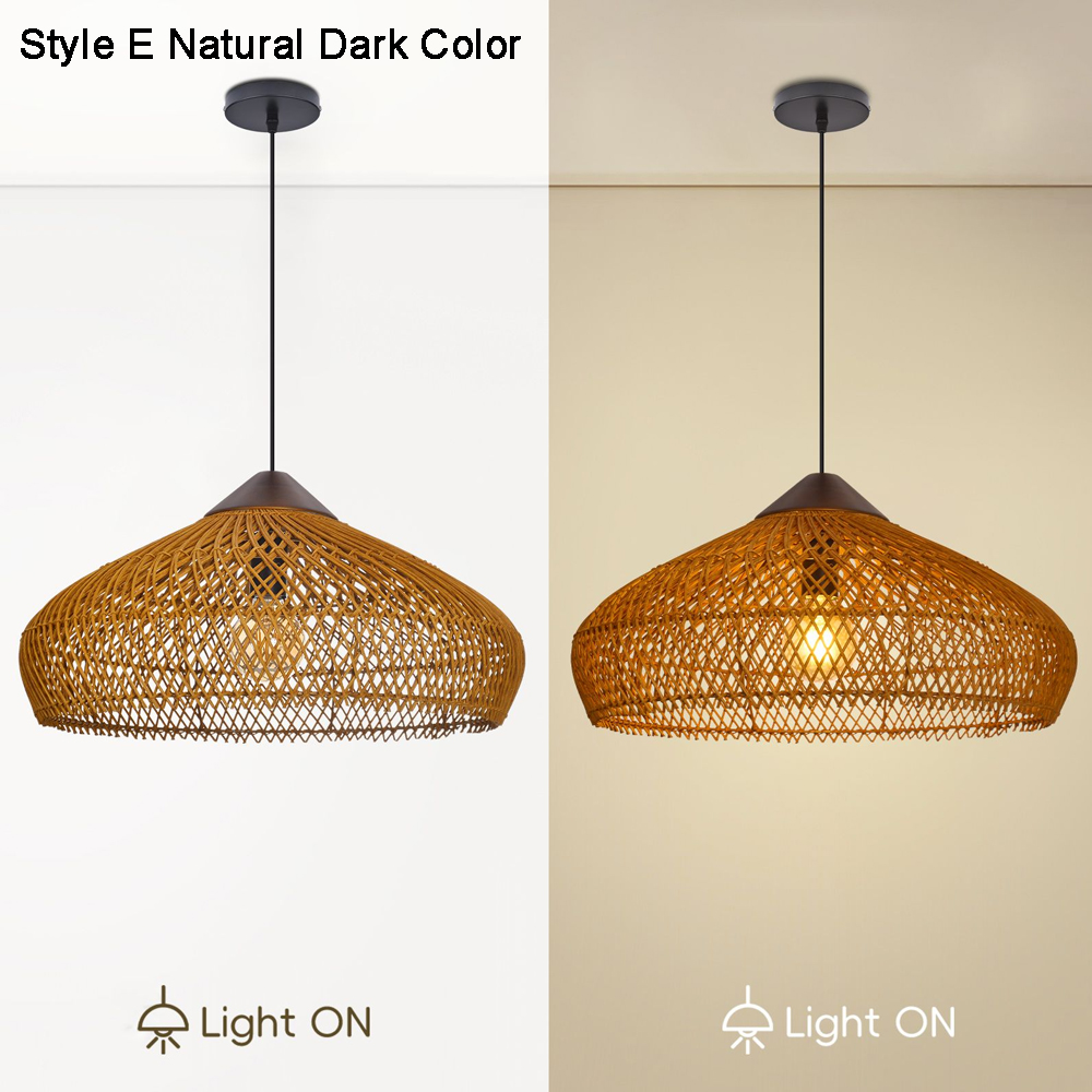 Rattan Pendant Light Wabi Sabi Style Retro Dining Room Chandelier