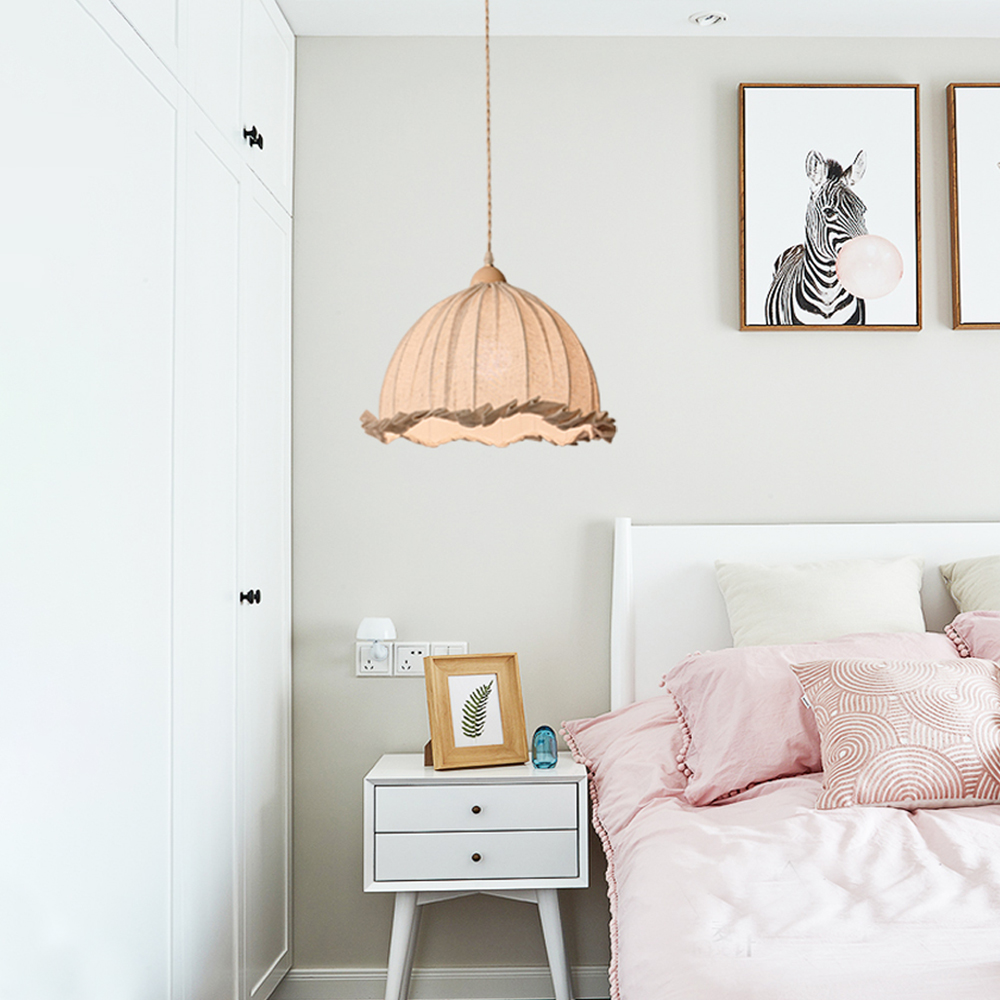 Minimalist Cotton Linen Fabric Chandelier Japanese-style Retro Pendant Light-Handwovenlamp