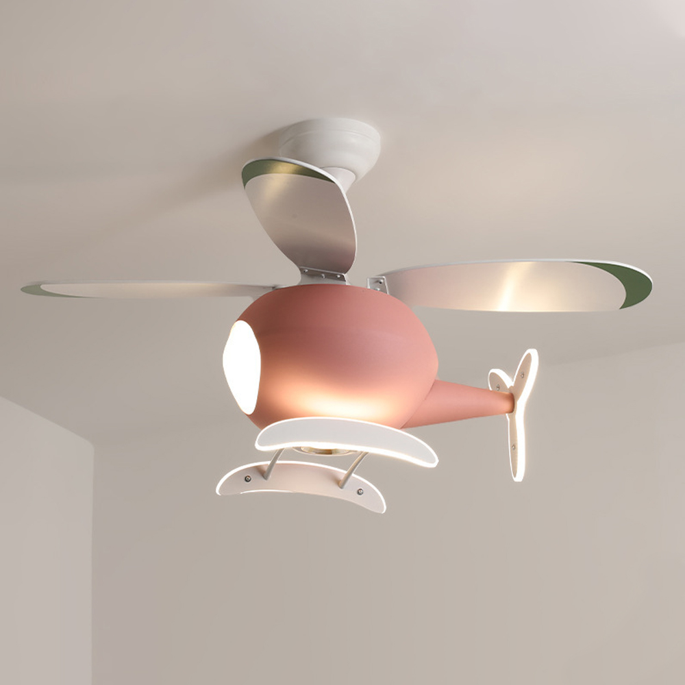 Children's Room Fan Light Cartoon Airplane Ceiling Lamps For Nursery-Handwovenlamp